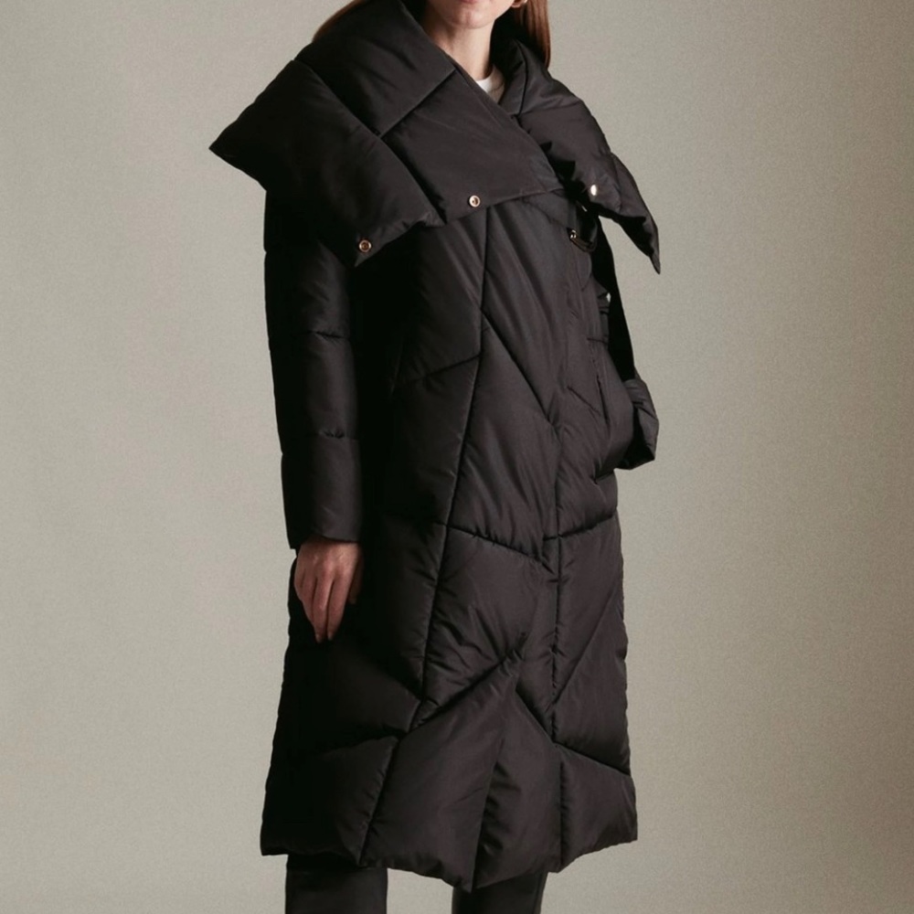 Karen Millen long Lady-like Puffer Coat Grosgrain Wrap Duvet Coat